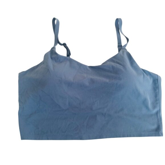 Athleta Elation V-Neck Crop Bra Blue 3X D-DD Nylon/Spandex Adjustable Straps - Picture 1 of 5